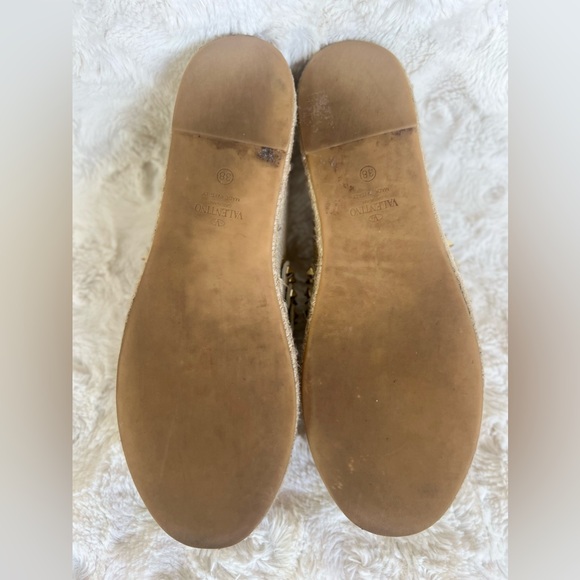 Valentino Rockstud Leather Espadrille Platform Flats - Picture 12 of 16